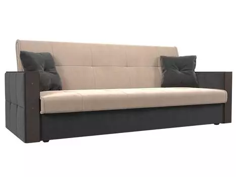 Прямой диван книжка Валенсия Велюр Бежевый/Серый