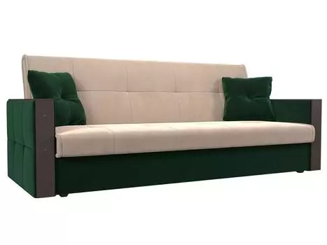 Прямой диван книжка Валенсия Велюр Бежевый/Зелёный