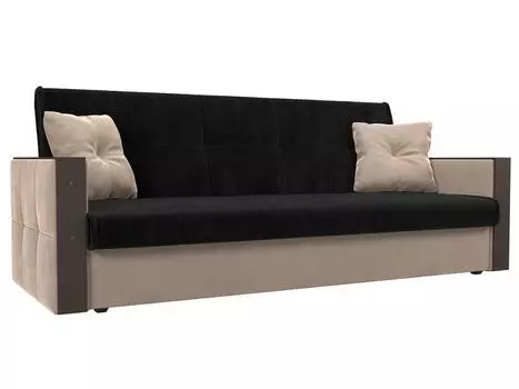 Прямой диван книжка Валенсия Велюр Чёрный/Бежевый