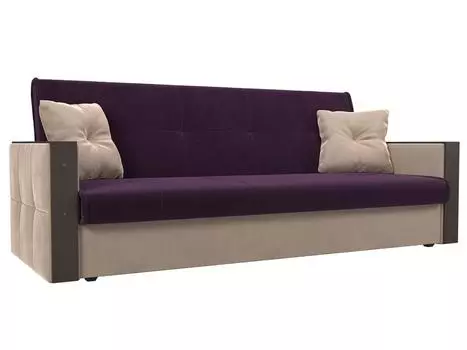 Прямой диван книжка Валенсия Велюр Фиолетовый/Бежевый