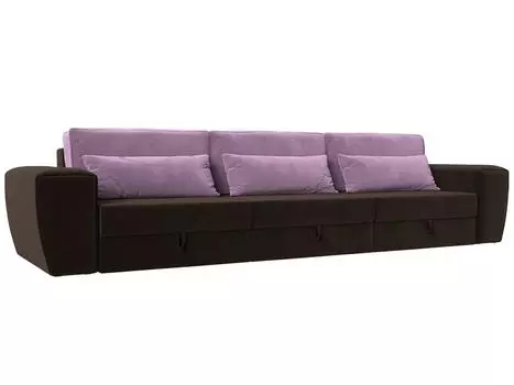 Прямой диван Лига-008 Long Микровельвет Коричневый/Сиреневый_2