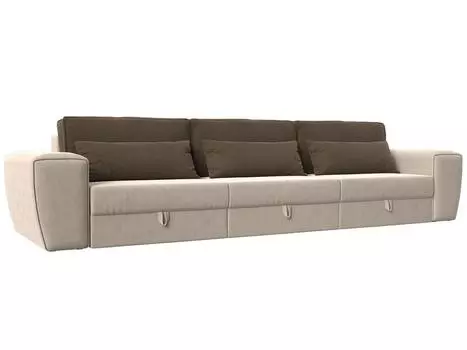 Прямой диван Лига-008 Long Рогожка Бежевый/Коричневый_2