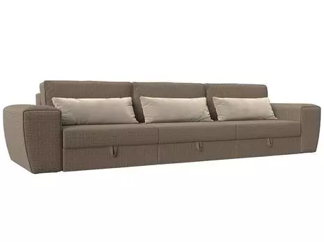 Прямой диван Лига-008 Long Рогожка/Микровельвет Корфу 03/Бежевый