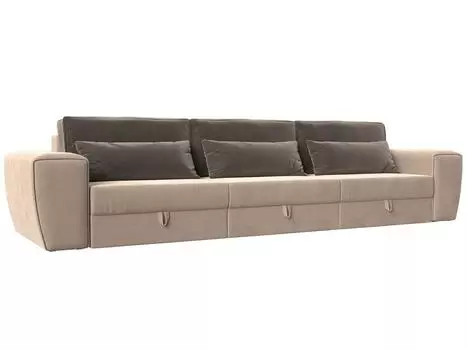 Прямой диван Лига-008 Long Велюр Бежевый/Коричневый_2