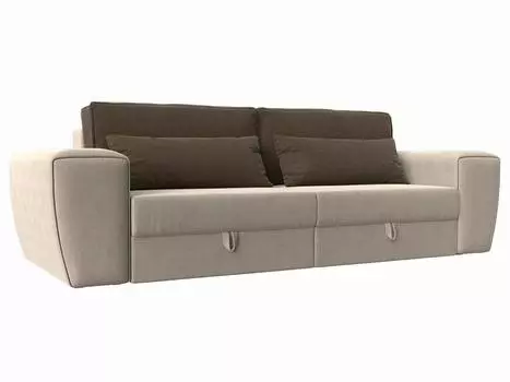 Прямой диван Лига-008 Рогожка Бежевый/Коричневый