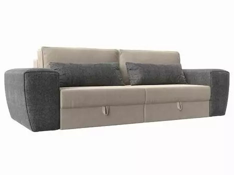 Прямой диван Лига-008 Рогожка Бежевый/Серый