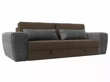 Прямой диван Лига-008 Рогожка Коричневый/Серый