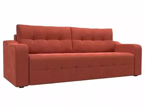 Прямой диван Лиссабон Микровельвет Коралловый