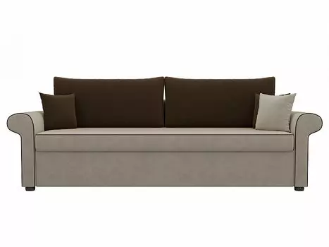 Диван прямой Милфорд Микровельвет Бежевый Коричневый