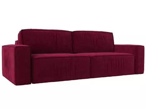 Прямой диван Прага классик, микровельвет, бордовый