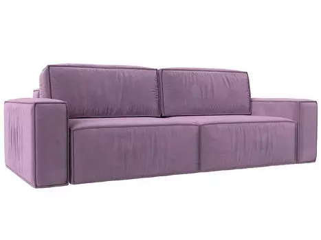 Прямой диван Прага классик, микровельвет, сиреневый