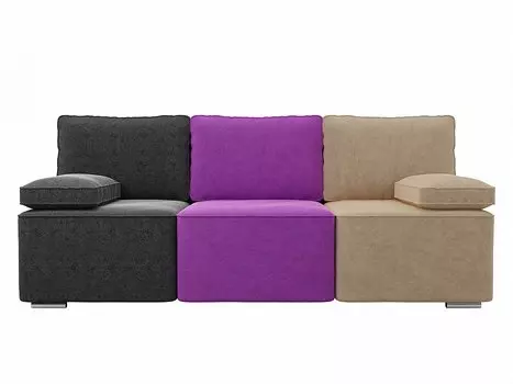 Прямой диван Радуга Микровельвет Черный/Фиолетовый/Бежевый