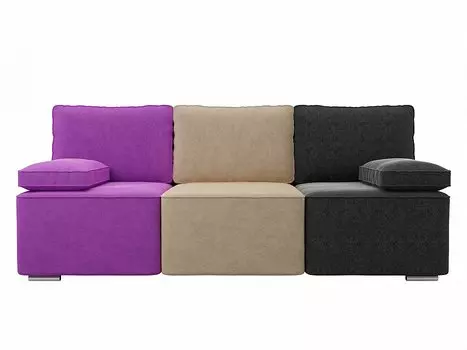 Прямой диван Радуга Микровельвет Фиолетовый/Бежевый/Черный