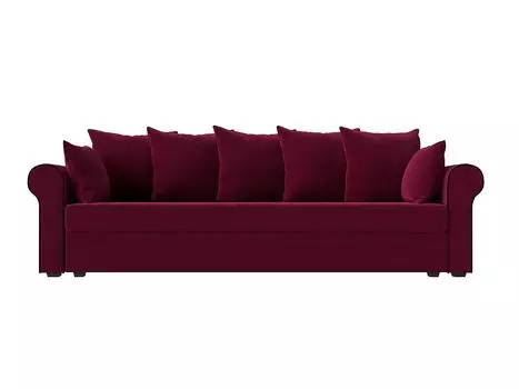 Прямой диван Рейн микровельвет бордовый кант черный