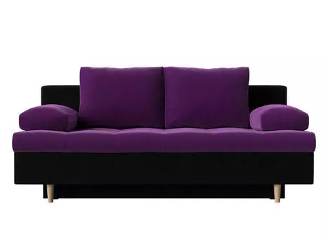 Прямой диван Спенсер Микровельвет Фиолетовый/Черный