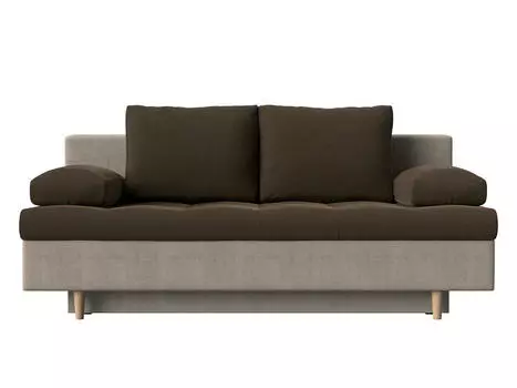 Прямой диван Спенсер Рогожка Коричневый/Бежевый