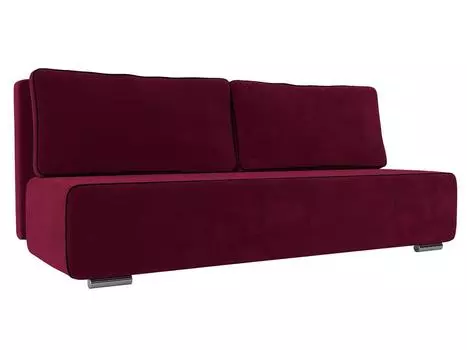 Прямой диван Уно Микровельвет Бордовый/Чёрный