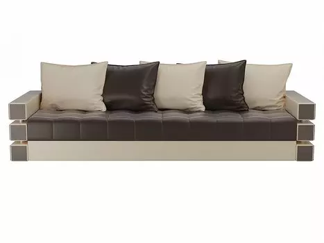 Диван прямой Венеция Экокожа Коричневый Бежевый