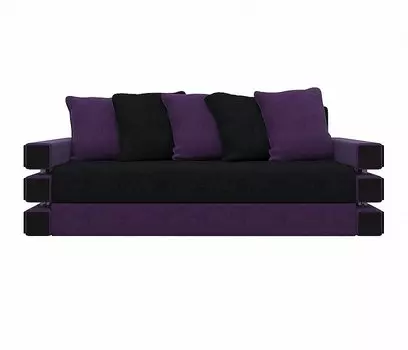 Диван прямой Венеция Микровельвет Чёрный Фиолетовый