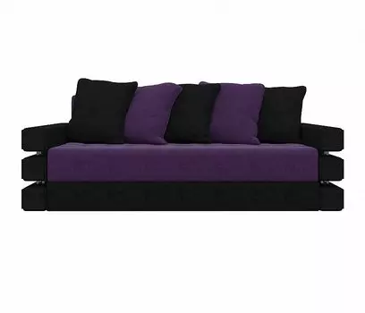 Диван прямой Венеция Микровельвет Фиолетовый Черный