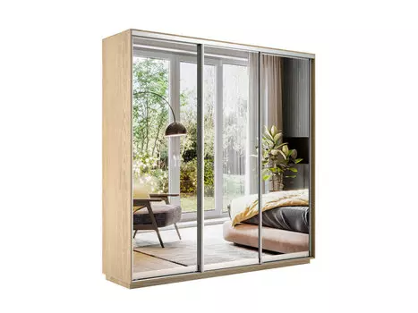 Шкаф-купе 3-х дверный Экспресс Трио180 с зеркалом Дуб сонома