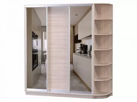 Шкаф-купе D3-07 Ясень шимо светлый высотой 2400 мм