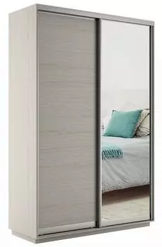 Шкаф-купе Экспресс 2-х дверный (ЛДСП, Зеркало) Ясень шимо светлый 1200