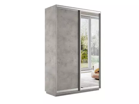 Шкаф-купе Экспресс Дуо120 Бетон с зеркальным фасадом