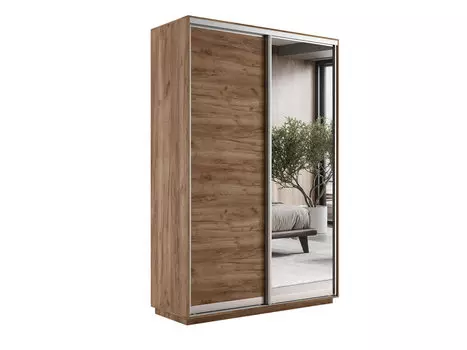Шкаф-купе Экспресс Дуо120 Крафт табачный с зеркальным фасадом 600
