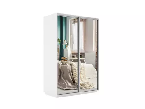 Шкаф-купе Экспресс Дуо120 с зеркалом Белый снег