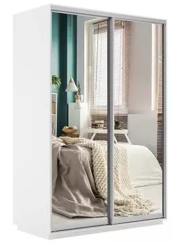 Шкаф-купе Экспресс Дуо140 с зеркалом Белый снег 600