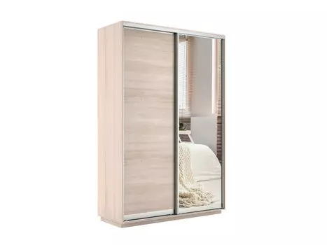 Шкаф-купе Экспресс Дуо160 Дуб молочный с зеркальным фасадом