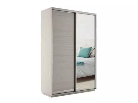 Шкаф-купе Экспресс Дуо160 Ясень Шимо светлый с зеркальным фасадом 600