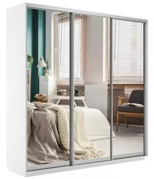 Шкаф-купе Экспресс Трио180 с зеркалом Белый снег 600