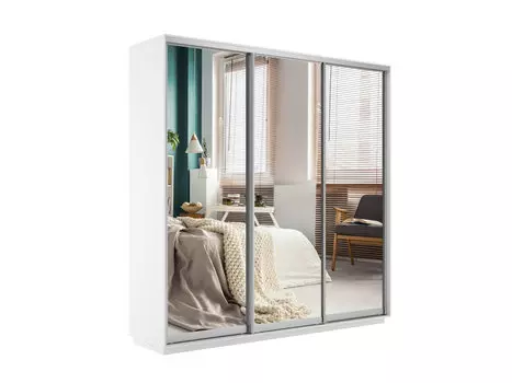 Шкаф-купе Экспресс Трио240 с зеркалом Белый снег