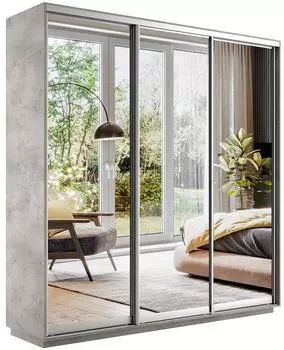 Шкаф-купе Экспресс Трио240 с зеркалом Бетон 600
