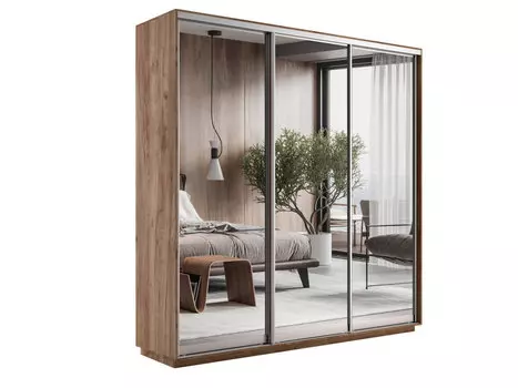 Шкаф-купе Экспресс Трио240 с зеркалом Крафт Табачный 600