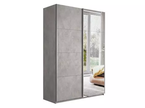 Шкаф-купе Прайм 2-х дверный (ЛДСП, Зеркало) Бетон 1400