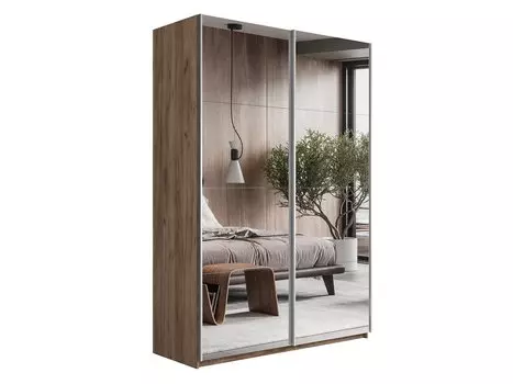 Шкаф-купе Прайм 2-х дверный (Зеркало) Крафт Табачный 1600