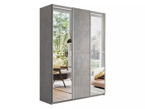 Шкаф-купе Прайм 3-х дверный (Зеркало, ЛДСП) Бетон 1800