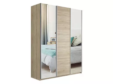 Шкаф-купе Прайм 3-х дверный (Зеркало, ЛДСП) Дуб сонома 1800