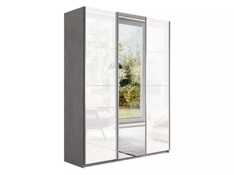 Шкаф-купе Прайм 3-х дверный (Стекло, Зеркало) Бетон 2100