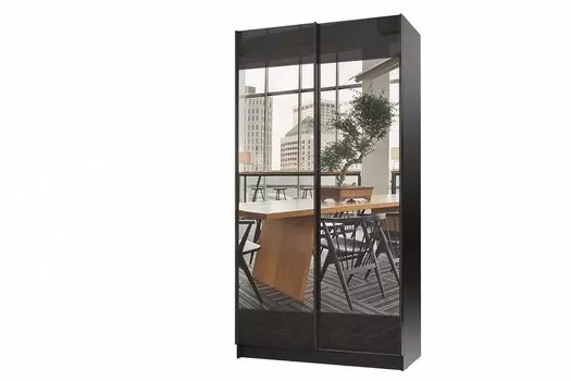 Шкаф-купе с зеркалом Марвин-3 1432 Дуб феррара глянец/Лён