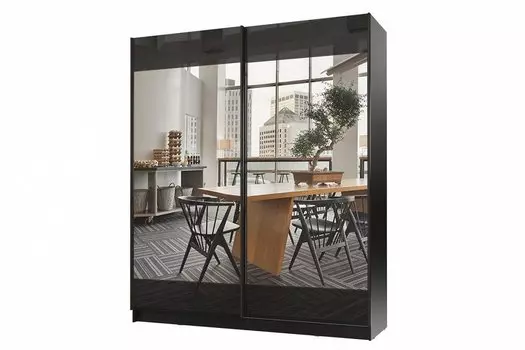 Шкаф-купе с зеркалом Марвин-3 2032 Дуб феррара глянец/Лён