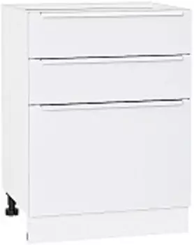 Шкаф нижний с 3-мя ящиками Фьюжн Н 603 Silky White-Белый | 60 см