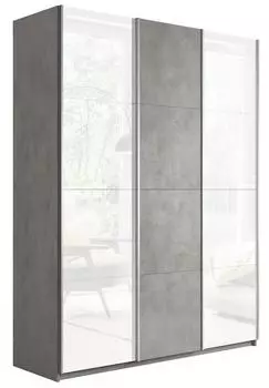Шкаф Прайм 3 TM_L-210 Бетон Стекло белое ЛДСП Стекло белое 2100*2300*570
