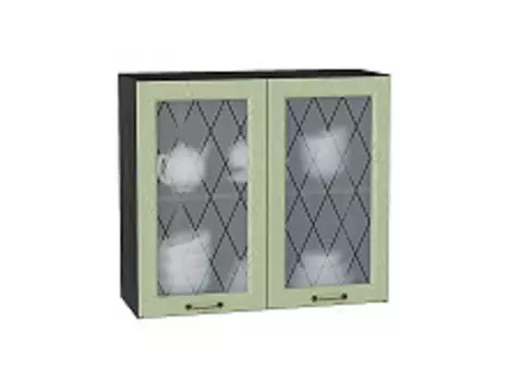 Шкаф верхний с 2-мя остекленными дверцами Ницца