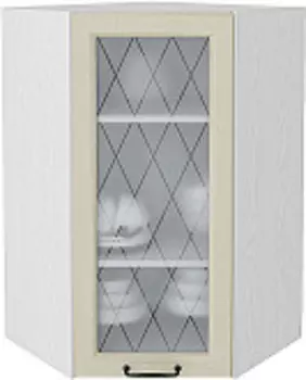 Шкаф верхний угловой остекленный Ницца ВУ 599 | 60 см