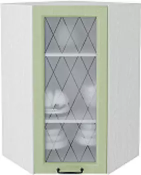 Шкаф верхний угловой остекленный Ницца ВУ 599 | 60 см