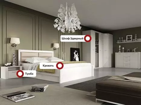 Спальный гарнитур Элана композиция #2 Бодега белая